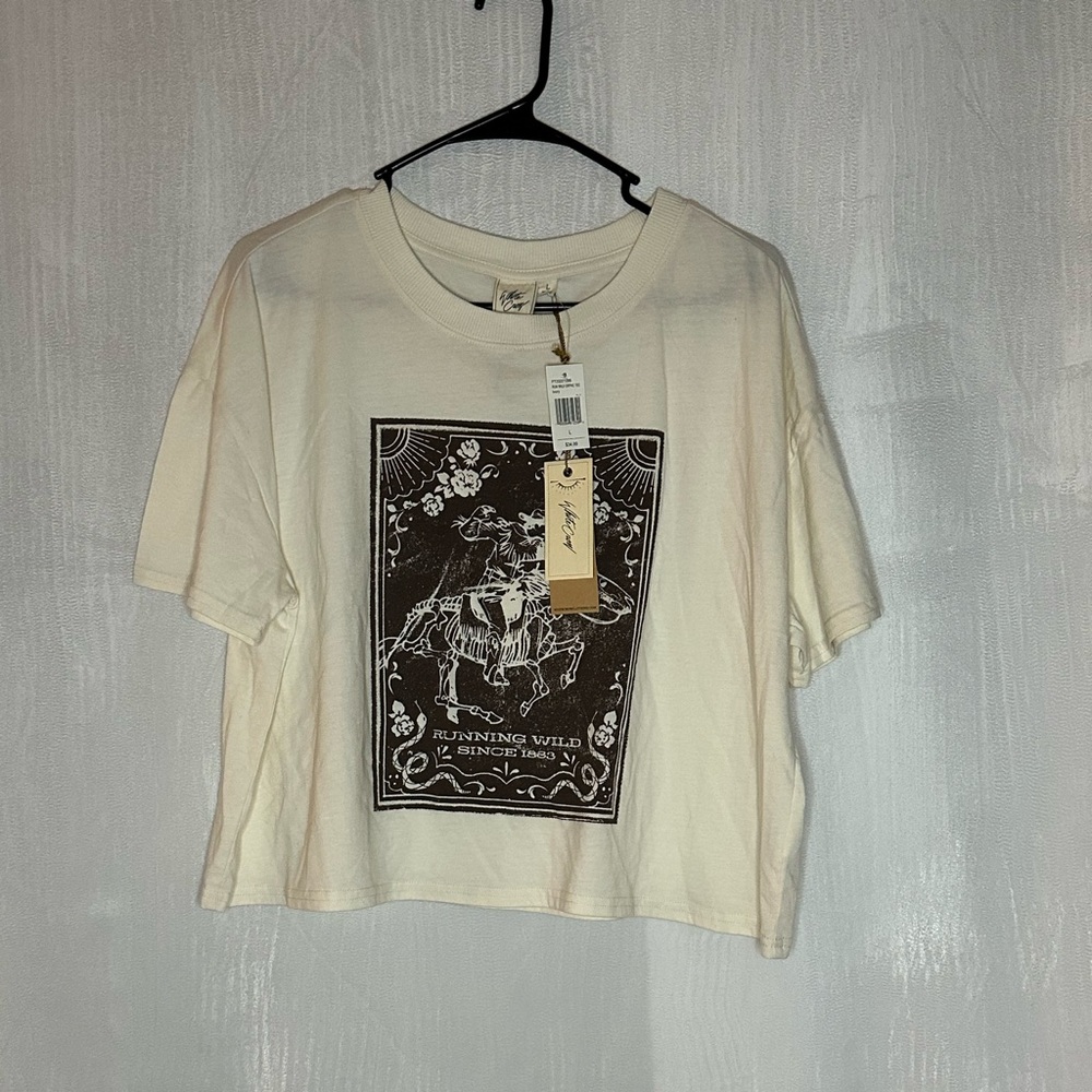 White Crow Ivory Tee with Brown Graphic